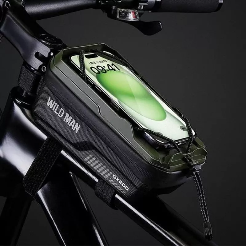 WILDMAN GX200 bolsa de cuadro para bicicleta con soporte para teléfono, Desert