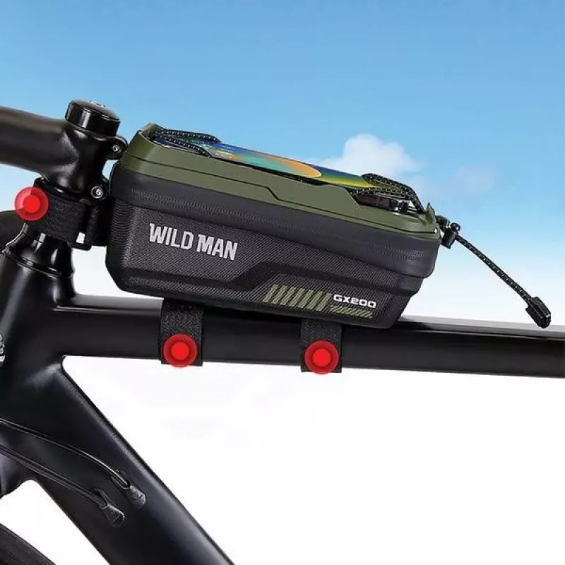 WILDMAN GX200 bolsa de cuadro para bicicleta con soporte para teléfono, Desert