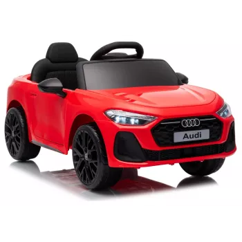 LEAN CARS Audi A5L HL788 Rojo Coche eléctrico infantil 12V con mando a distancia para padres, ruedas EVA, luces LED, panel de música, cinturón de seguridad, asiento de piel ecológica, para niños de 3-6 años