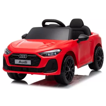 LEAN CARS Audi A5L HL788 Rojo Coche eléctrico infantil 12V con mando a distancia para padres, ruedas EVA, luces LED, panel de música, cinturón de seguridad, asiento de piel ecológica, para niños de 3-6 años
