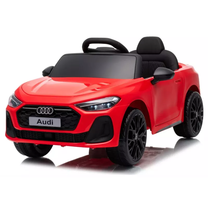 LEAN CARS Audi A5L HL788 Rojo Coche eléctrico infantil 12V con mando a distancia para padres, ruedas EVA, luces LED, panel de música, cinturón de seguridad, asiento de piel ecológica, para niños de 3-6 años