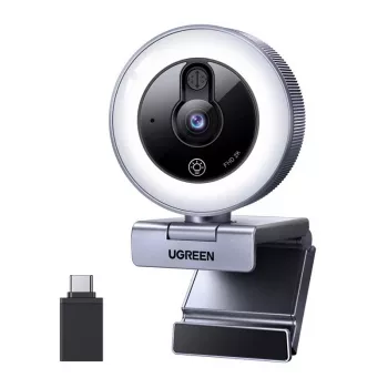 UGREEN CM910 webcam, 2K, 30FPS, luz LED, micrófono integrado