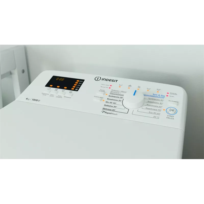 Indesit BTWWS60400PLN lavadora de carga superior, 6 kg, 1000 rpm, blanca
