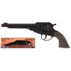 Pistola de fogueo PULIO Cowboy Revolver metal 8 disparos - Negro/Plata con empuñaduras marrones
