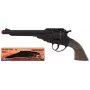 Pistola de fogueo PULIO Cowboy Revolver metal 8 disparos - Negro/Plata con empuñaduras marrones
