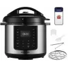 CONCEPT CK8001 Olla multifunción, 5L, 900W, 10 programas, LED, olla cerámica antiadherente, inicio diferido, función mantener caliente, Negro/Plata