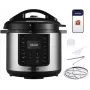 CONCEPT CK8001 Olla multifunción, 5L, 900W, 10 programas, LED, olla cerámica antiadherente, inicio diferido, función mantener caliente, Negro/Plata