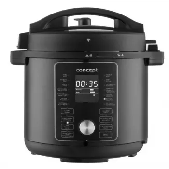 CONCEPT CK8000 Olla multifunción con función freidora de aire, olla 6L, cesta 3,5L, 1500W, 10 programas, Negro/Plata