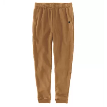 Carhartt pantalones jogger Hamilton Brown para hombre - mezcla de algodón y poliéster de 13 oz, corte regular con pierna entallada, cintura elástica con cordón, puños de canalé, bolsillos laterales y traseros, logo C bordado