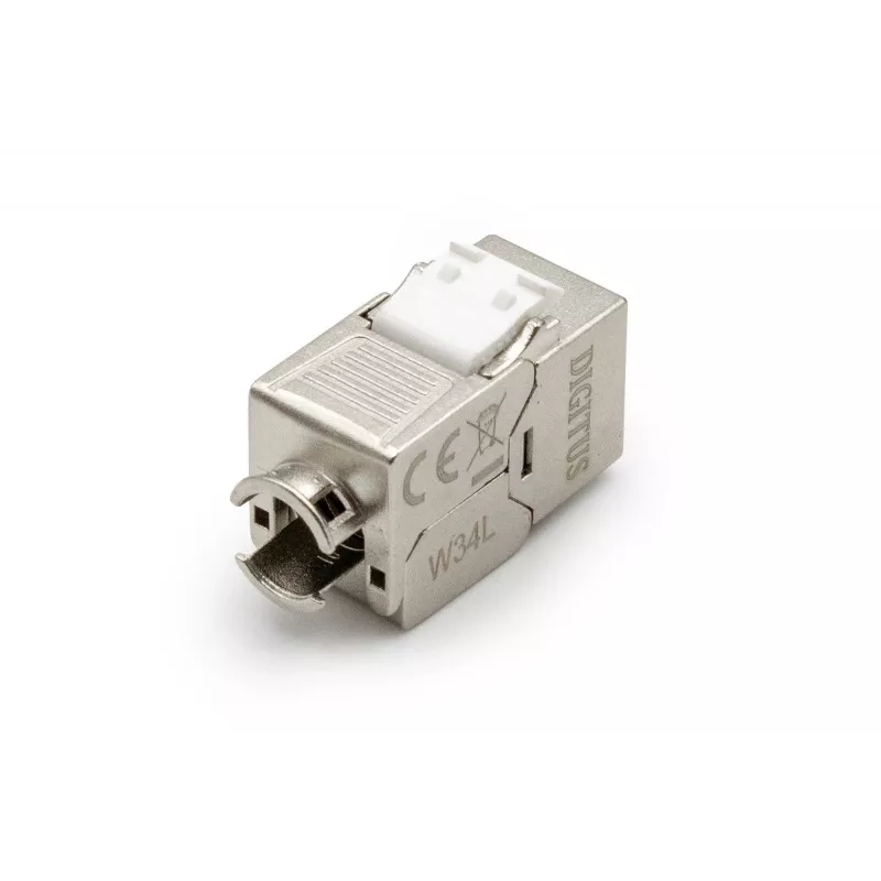 DIGITUS DN-93615-D Módulo Keystone CAT 6A, apantallado, sin herramientas, 10GBase-T, 500 MHz, zamak, contactos dorados, T568A/B, compatible con PoE++