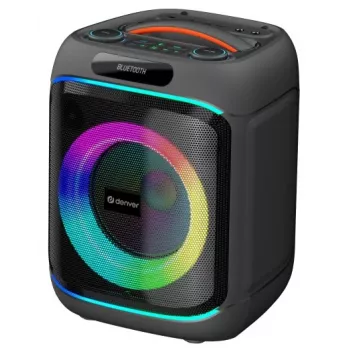 Altavoz de fiesta Bluetooth DENVER BPS-170 400W con luces RGB, TWS, karaoke, radio FM, entradas USB/SD/AUX/micrófono