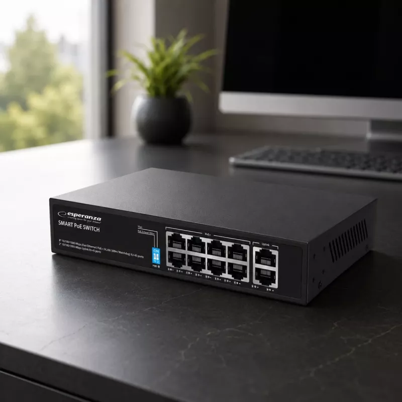 Esperanza Switch PoE+ 10 puertos 10/100/1000 120W MATRIX ENS108