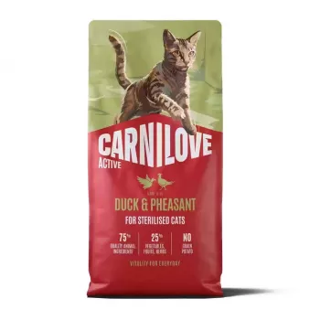 CARNILOVE ACTIVE Pienso seco para gatos con pato y faisán para gatos adultos esterilizados de todas las razas 6 kg