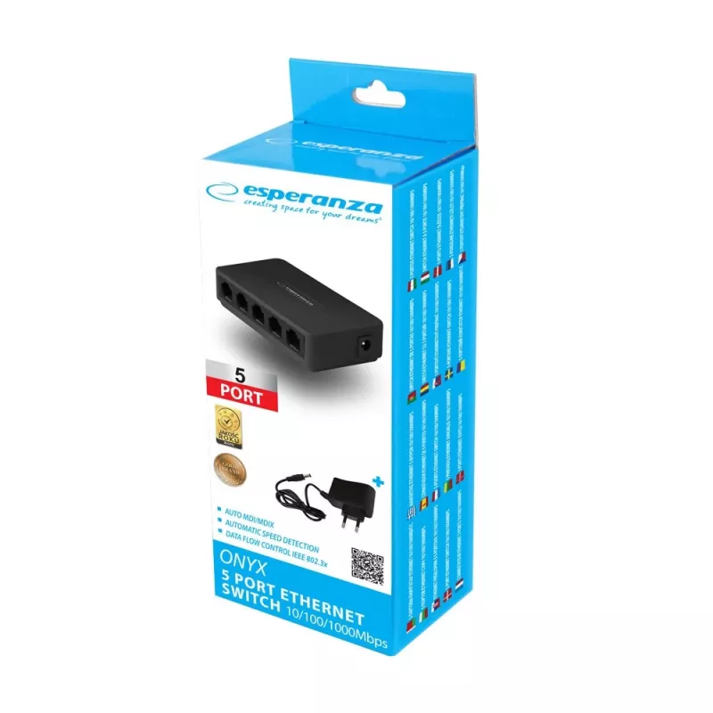 ESPERANZA Switch Gigabit de 5 puertos 10/100/1000 ONYX ENS103