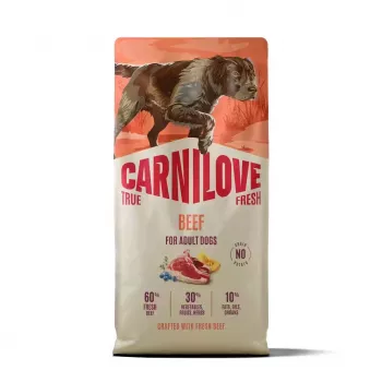 CARNILOVE TRUE FRESH Pienso seco para perros con ternera para perros adultos de todas las razas 12 kg