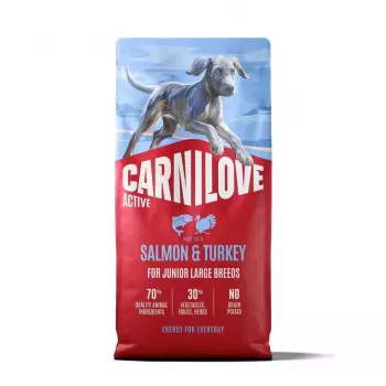 CARNILOVE ACTIVE pienso seco para perros con salmón y pavo para cachorros de razas grandes 12 kg