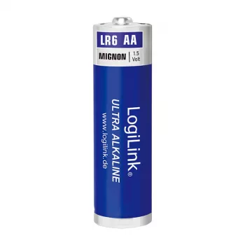 Pilas alcalinas LogiLink Ultra Power AA, pack de 8 en film retráctil, 1,5 V LR6, 10 años de vida útil