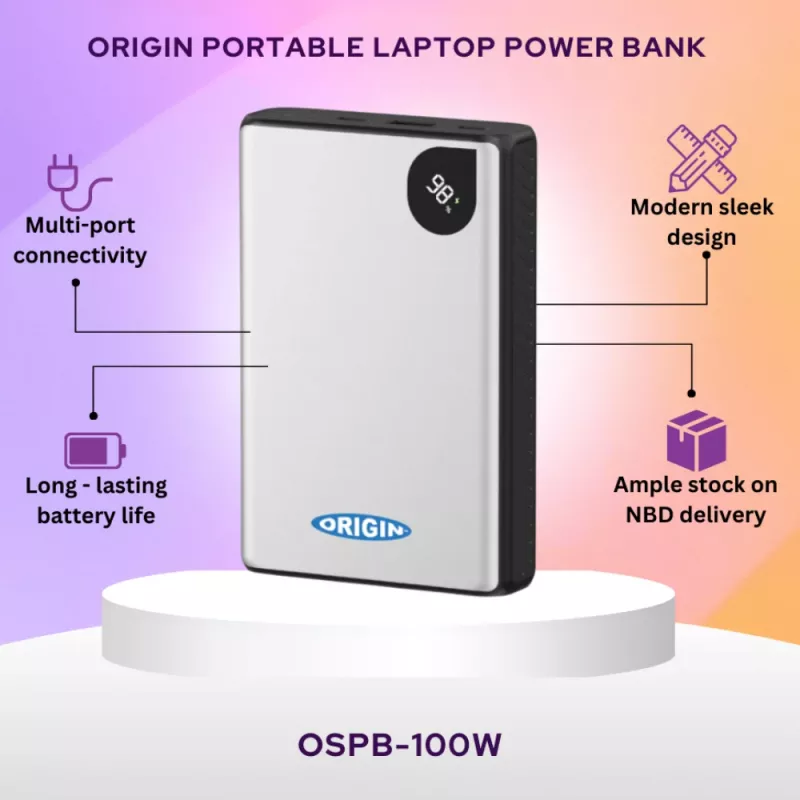 Batería externa Origin Storage OSPB-100W 20000 mAh 100 W - negra