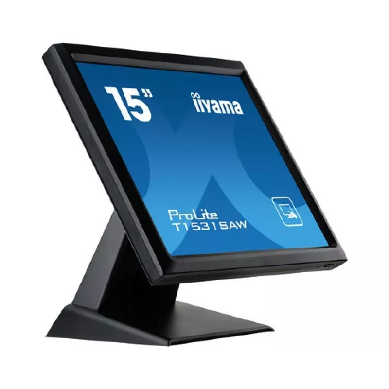 Iiyama ProLite T1531SAW-B5 Monitor LED táctil resistivo de 15 pulgadas XGA, 4:3, DVI-D/VGA, USB, altavoces, frontal IP54, VESA, Negro