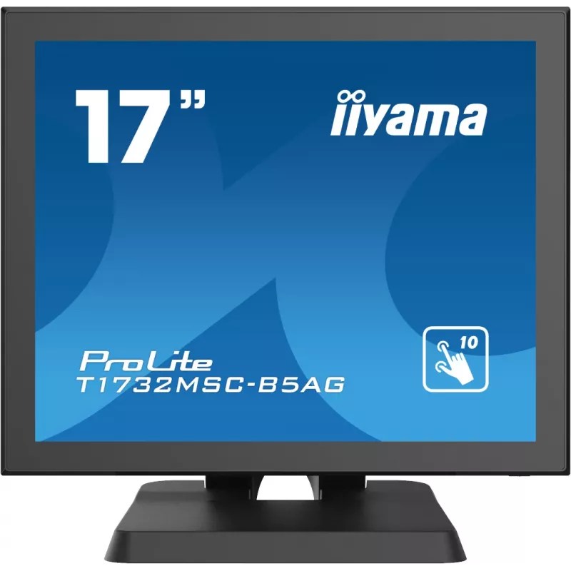 Iiyama ProLite T1732MSC-B5AG Monitor LED táctil de 17 pulgadas - 5:4 SXGA, capacitivo proyectado, multitáctil de 10 puntos, HDMI/DisplayPort/VGA, USB, altavoces, Negro