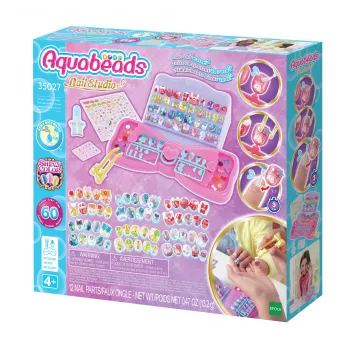EPOCH Aquabeads Nail Studio set de inicio - set de arte de uñas con cuentas activadas por agua para niños, más de 100 diseños, uñas reutilizables, sin pegamento, a partir de 4 años