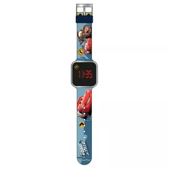 PULIO reloj digital infantil con pantalla LED - motivo Disney Pixar Cars, Rojo/Negro