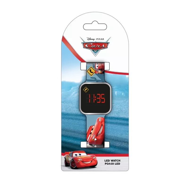 PULIO reloj digital infantil con pantalla LED - motivo Disney Pixar Cars, Rojo/Negro
