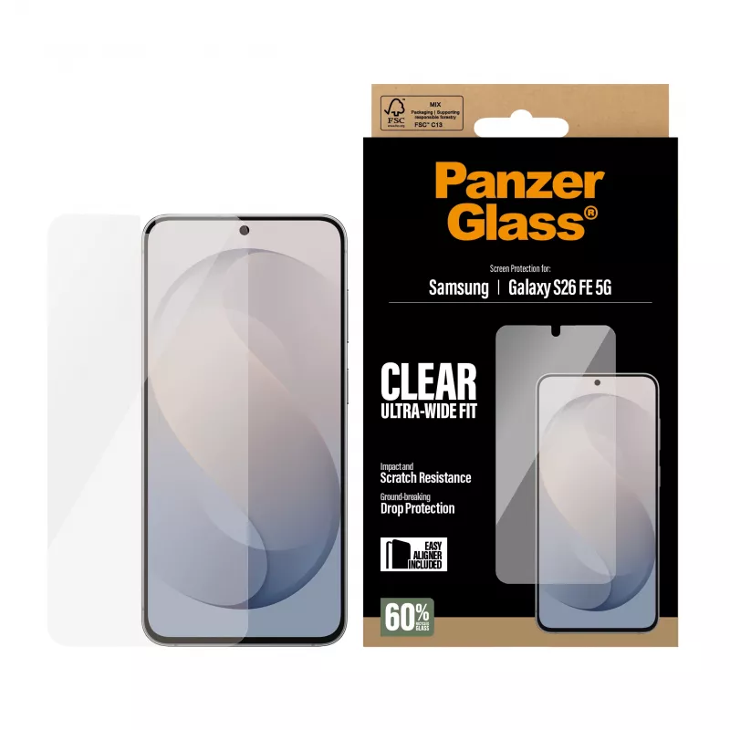PanzerGlass Ultra-Wide Fit lámina protectora de pantalla para Samsung Galaxy S26 FE con EasyAligner