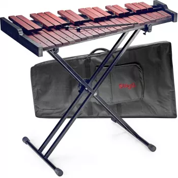 Stagg XYLO-SET-37 xilófono de 37 tonos con soporte, funda y baquetas – F5-F8, láminas Fibrasynth, resonadores de aluminio