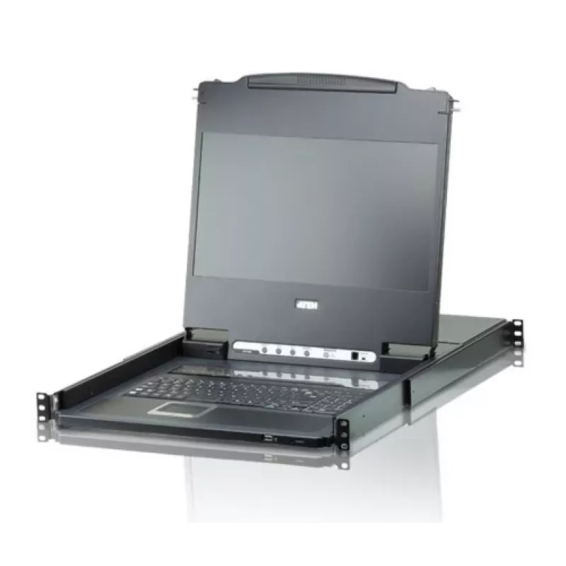 ATEN CL6708MW switch KVM LCD DVI de 8 puertos, 17,3 pulgadas Full HD, 1U, teclado italiano, negro