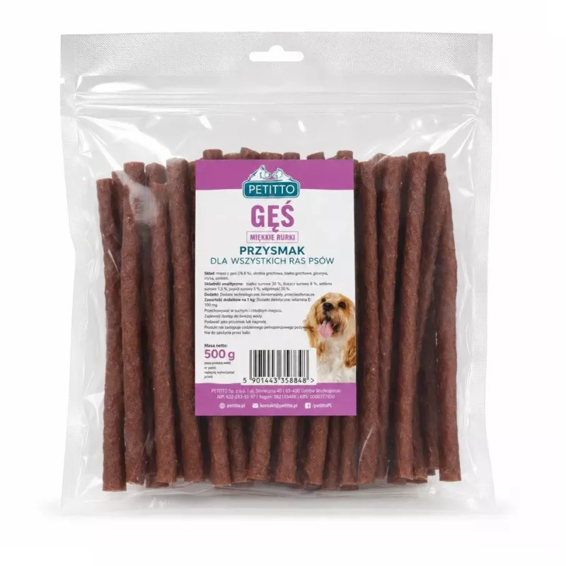 PETITTO Tiras blandas de ganso snacks para perros 500 g