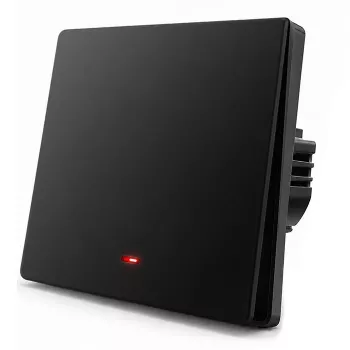 Qoltec 52722 interruptor de luz Smart Wi-Fi, 1 canal, panel táctil, temporizador, Tuya/Smart Life, negro