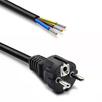 QOLTEC 54598 Schuko CEE 7/7 a cable de alimentación pelado y estañado 3m H05VV-F 3x1,0mm² negro