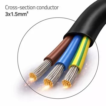 QOLTEC 54598 Schuko CEE 7/7 a cable de alimentación pelado y estañado 3m H05VV-F 3x1,0mm² negro