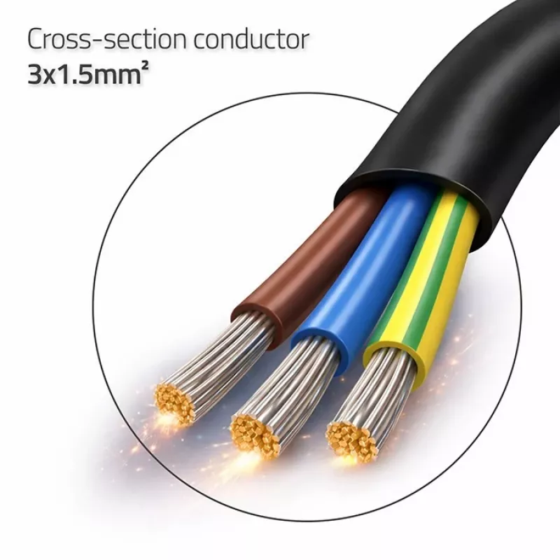 QOLTEC 54598 Schuko CEE 7/7 a cable de alimentación pelado y estañado 3m H05VV-F 3x1,0mm² negro