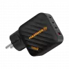 Fuente de alimentación HAMMER RapidCharge 100W GaN, 2x USB-C PD 100W + 1x USB-A QC 30W, negro