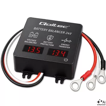 Qoltec Balanceador de batería 24V para 2 baterías de 12V | 5A | AGM GEL LiFePO4 | LED