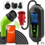 Qoltec Cargador EV Type 2 con corriente ajustable, 7 kW, 230 V, CEE 32 A, Wi-Fi, Tuya Smart Life, LCD, cable de 5 m