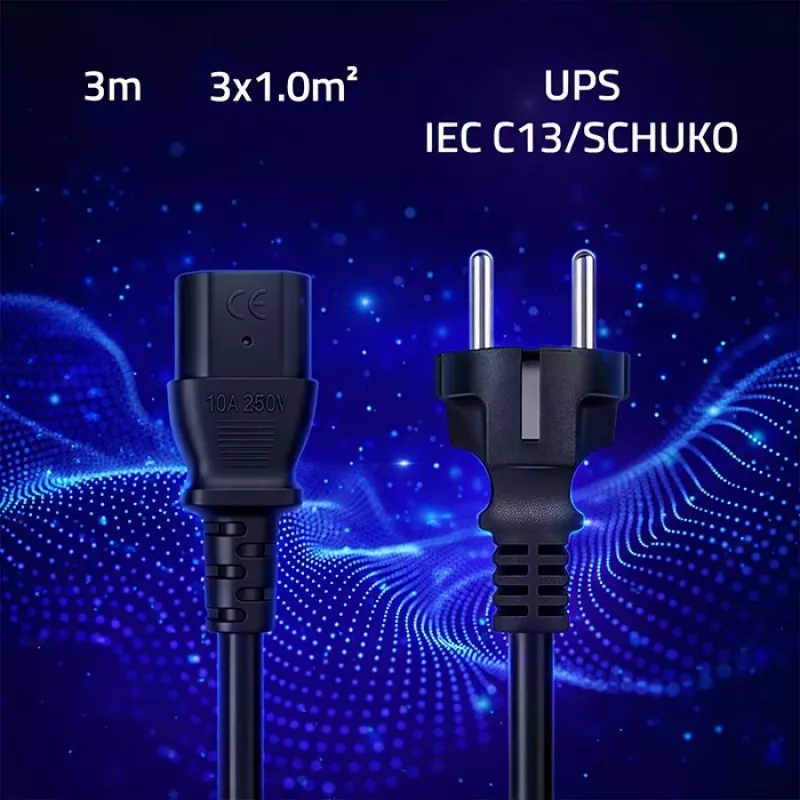 QOLTEC 54627 Cable de alimentación Schuko a IEC C13 3m 3x1mm² negro