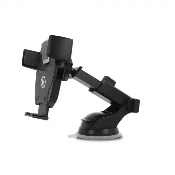 Soporte HAMMER Extreme para coche universal para smartphone parabrisas salpicadero con ventosa fuerte, giro 360°, pinza ajustable, negro
