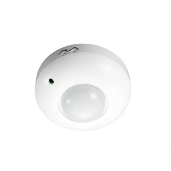 MACLEAN MCE19 detector de movimiento PIR de techo – cobertura 360°, carga de 1200 W para bombillas incandescentes / 300 W para LED, tiempo y lux ajustables, blanco