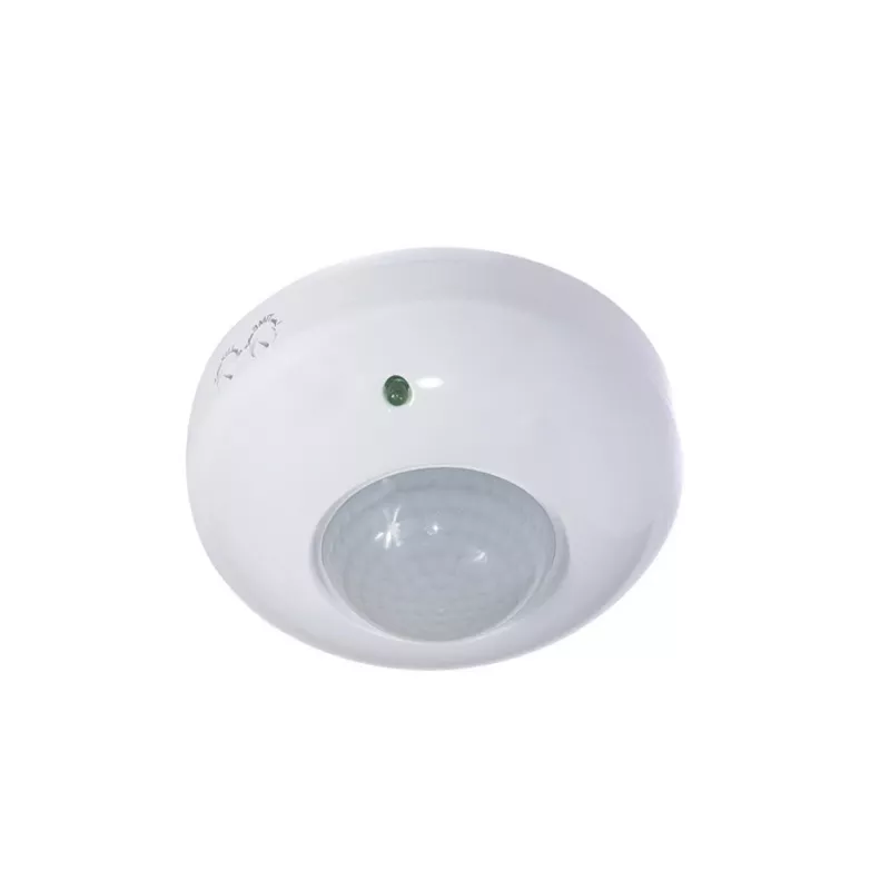 MACLEAN MCE19 detector de movimiento PIR de techo – cobertura 360°, carga de 1200 W para bombillas incandescentes / 300 W para LED, tiempo y lux ajustables, blanco