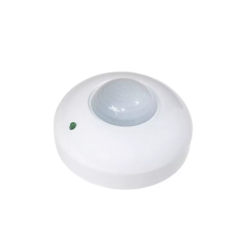 MACLEAN MCE19 detector de movimiento PIR de techo – cobertura 360°, carga de 1200 W para bombillas incandescentes / 300 W para LED, tiempo y lux ajustables, blanco