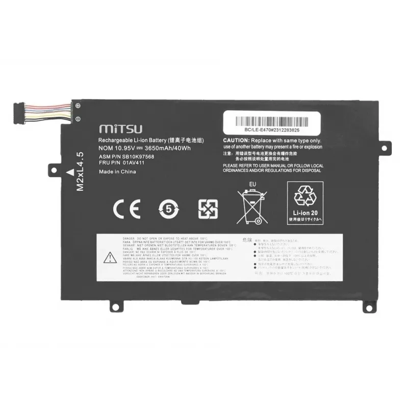 MITSU batería 01AV411 para Lenovo ThinkPad E470 E475 3650 mAh (40 Wh) 10,95 V