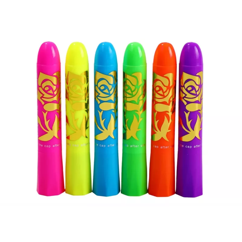 LEAN TOYS Set de maquillaje facial rotuladores neón fluorescentes 6 unidades