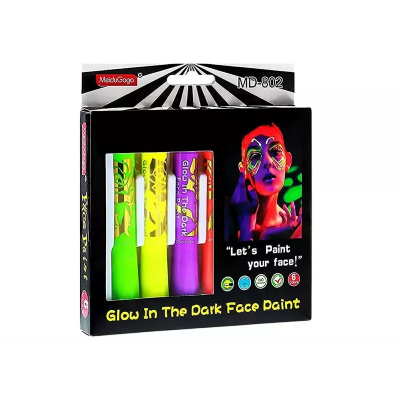LEAN TOYS Set de maquillaje facial rotuladores neón fluorescentes 6 unidades