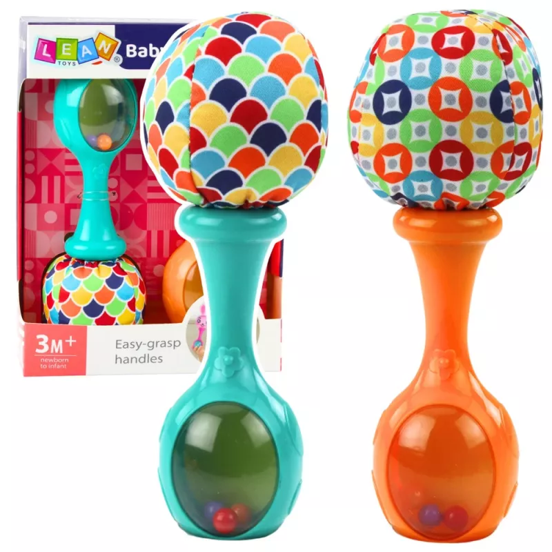 LEAN TOYS Set de sonajeros con patrones de pelota suave naranja verde 2 unidades