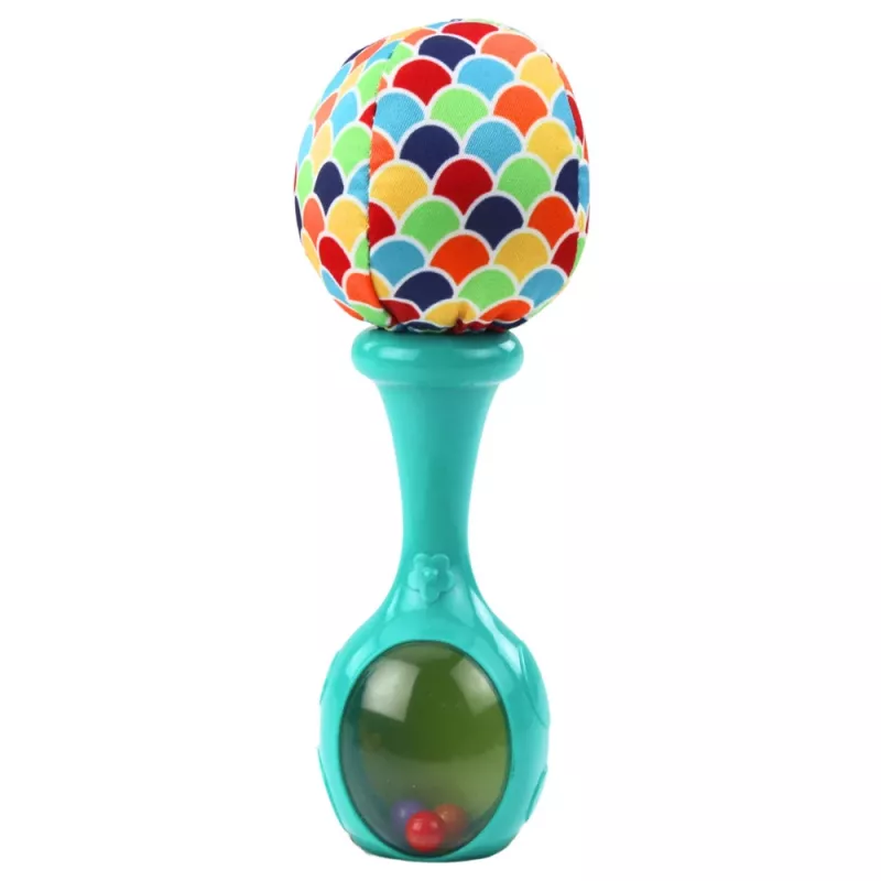 LEAN TOYS Set de sonajeros con patrones de pelota suave naranja verde 2 unidades