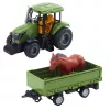 LEAN TOYS Tractor RC con remolque y set de caballo - 2.4GHz, recargable, verde/rojo, a partir de 3 años