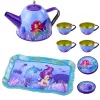 LEAN TOYS Servicio de té de metal infantil con tazas, tetera y bandeja sirena